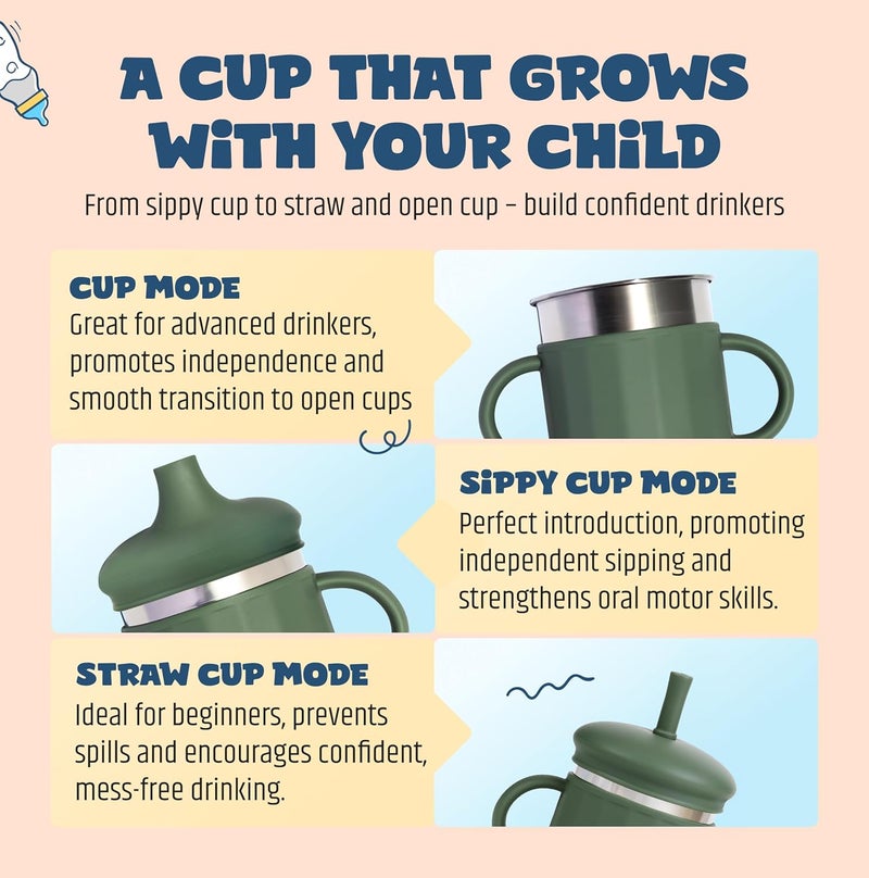 Jumble Dream Stainless Steel and Silicon Sippy Cup Baby Sippy Cup, Training Kids Cups with Silicon Straw, Toddler Tumbler with Spill Proof Straw |12 Month Plus Toddler Cup| BPA Free - Image 5